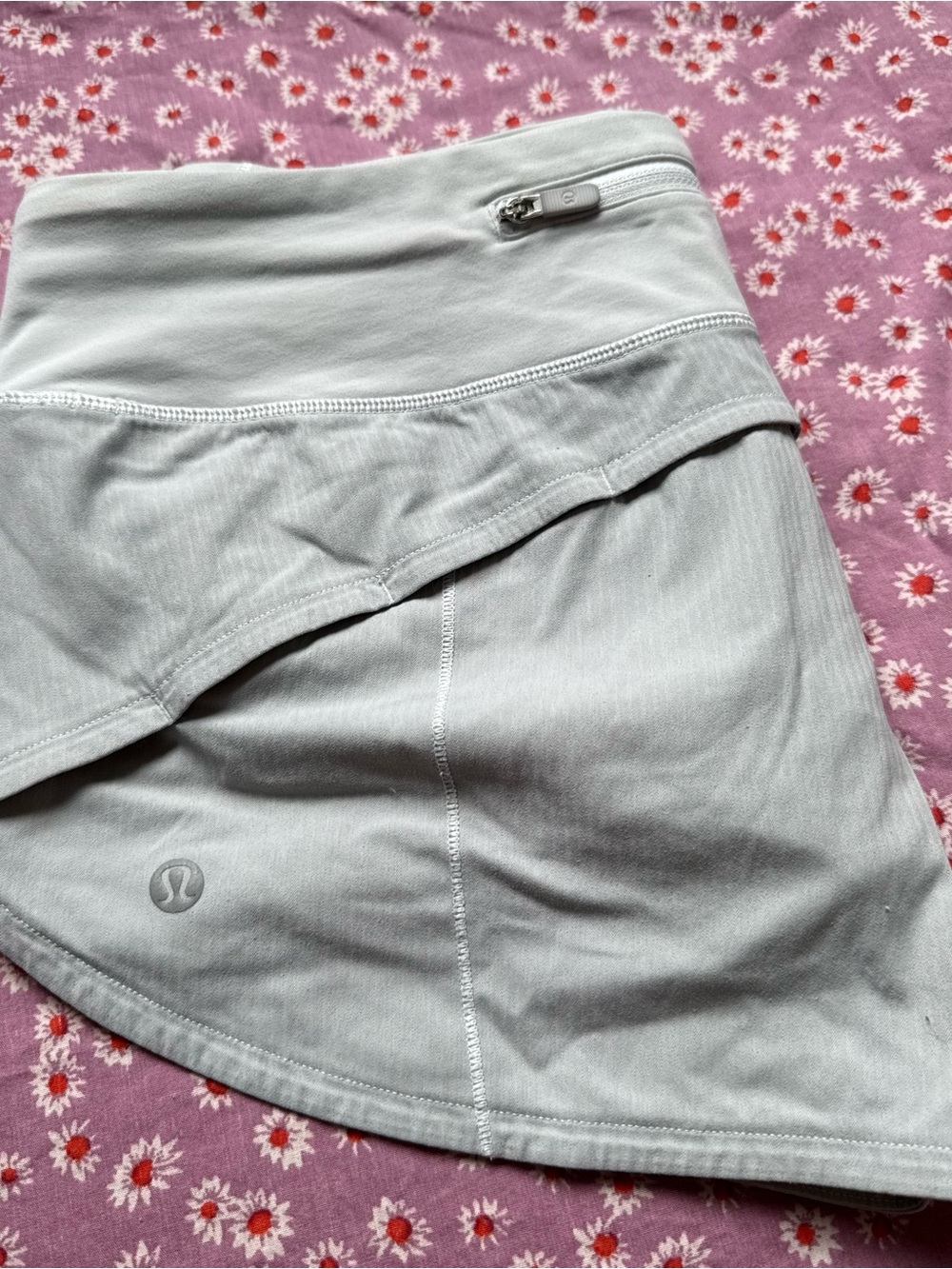 lululemon athletica Light Gray Asymmetrical Athletic Skirt with Zip Pocket